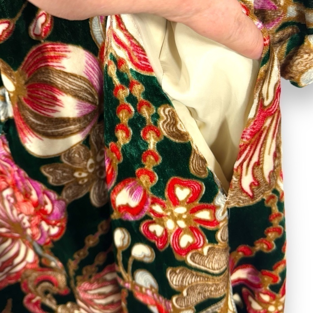 Ole Borden For Rembrandt Vintage 1960s Velvet Floral Mock Neck Dress, Size M - Picture 12 of 16